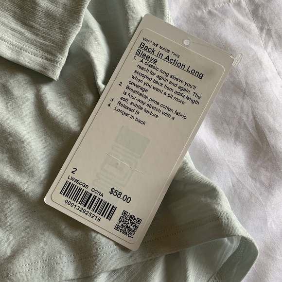 Lululemon Back in Action Long Sleeve Shirt, NWT, Size 2, Ocean Air - Picture 4 of 10